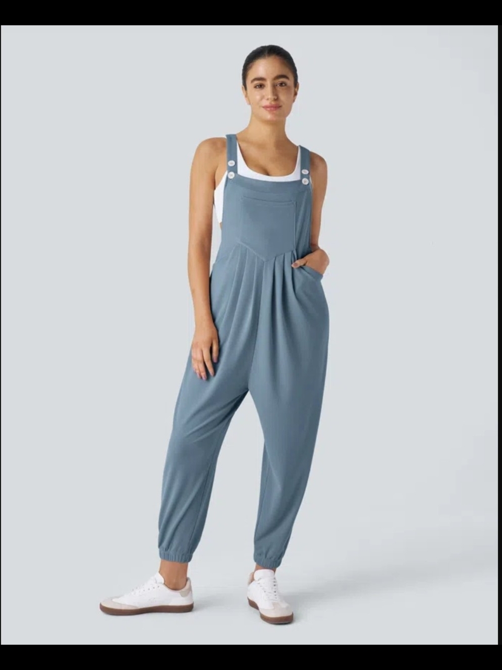 NWT Med Tall HALARA Slate Blue Relaxed Bib Jumpsuit